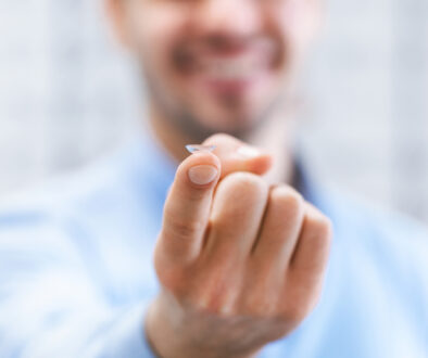 Vision,Correction,Concept.,Closeup,Of,Unrecognizable,Guy,Showing,Contact,Eye