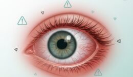 "Red eye emergency signs illustration showing inflamed bloodshot eye with visible symptoms requiring immediate medical attention from Richmond eye doctor"