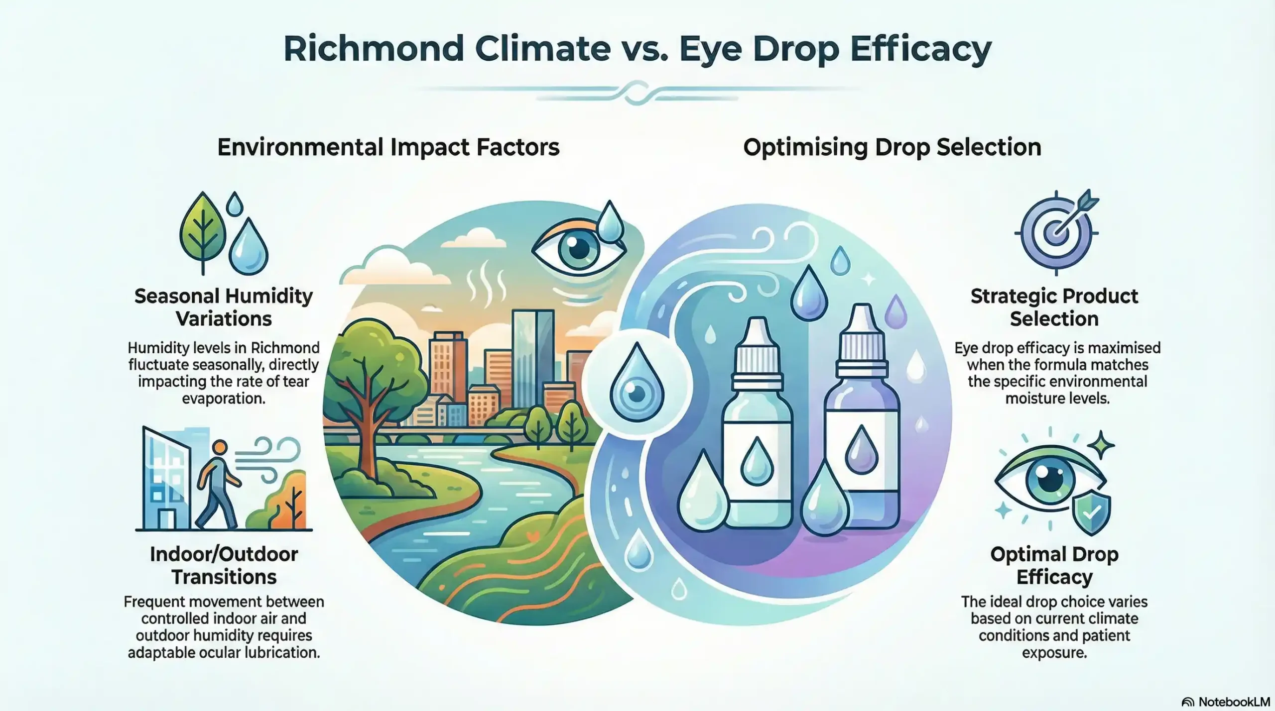 Visual showing seasonal humidity levels, indoor/outdoor transitions, and optimal drop selections