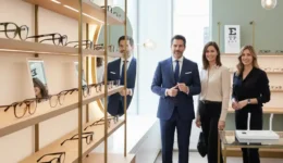 Trendy 2026 eyeglass frames including oversized, cat-eye, metal, clear, and tortoiseshell styles displayed in a modern optical shop